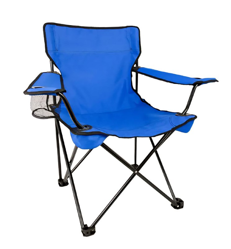 SILLA PLEGABLE DE CAMPING CON REPOSA BRAZOS Y PORTA VASOS, DE TUBO DE ACERO RESISTENTE Y TELA DE POLIESTER CON REVESTIMIENTO DE PVC, 18X32 PULGADAS, CAPACIDAD 200LBS , 5 COLORES