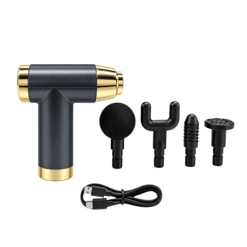 PISTOLA DE MASAJE MUSCULAR INALAMBRICA Y RECARGABLE DE 4 CABEZALES INTERCAMBIABLES 30W
