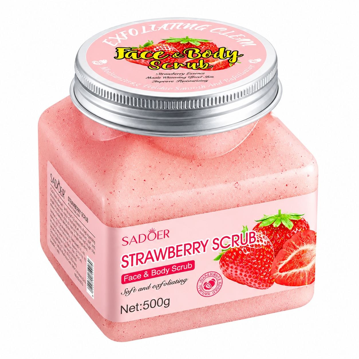 EXFOLIANTE CORPORAL DE SAL DE BAÑO CON EXTRACTO DE FRESA SADOER STRAWBERRY BATH SALT SCRUB 500 G
