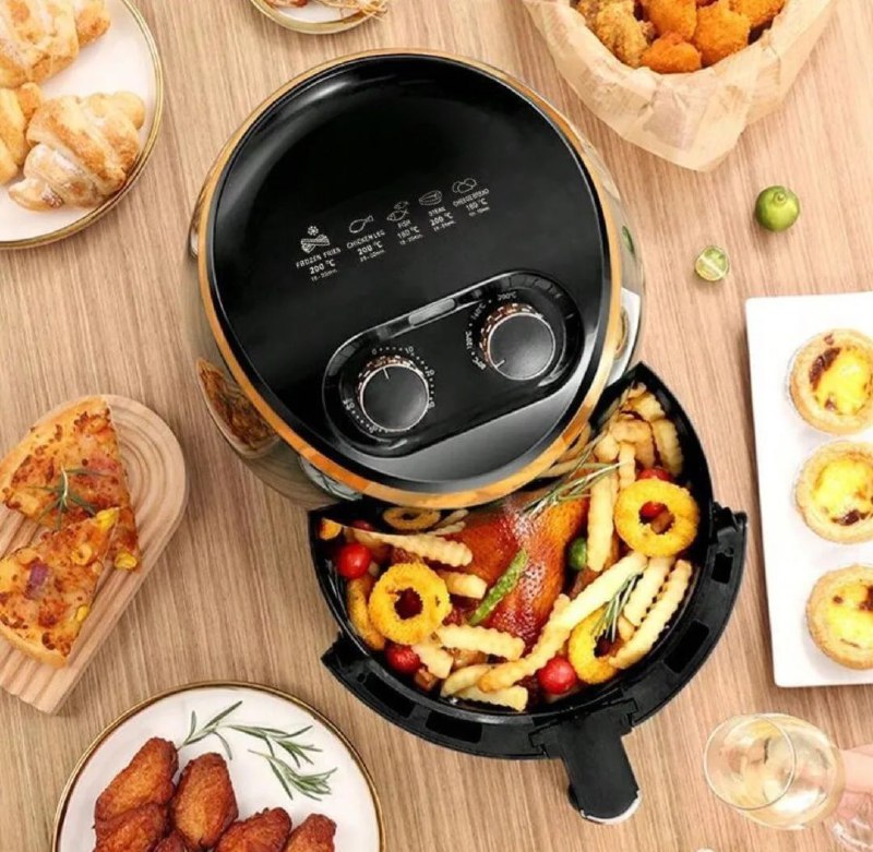 MAQUINA FREIDORA DE AIRE, HORNO DE AIRE CALIENTE, GRILL Y FREIDORA, 1500W, CIRCULACION AIRE 360 GRADOS, FACIL DE LIMPIAR, CAPACIDAD 5L RAF AIR FRYER