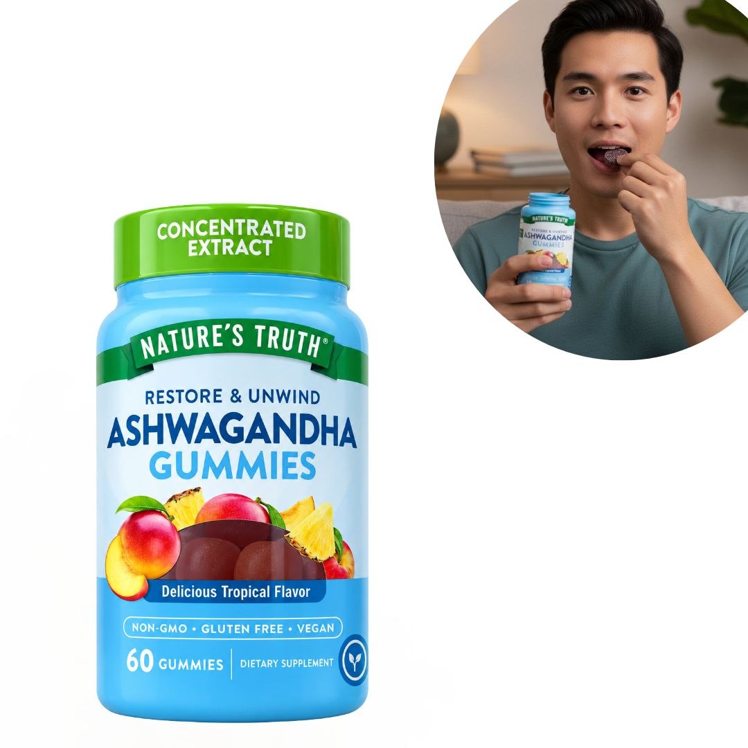 VITAMINAS EN GOMITAS SABOR TROPICAL NATURAL SIN GLUTEN RESTAURAR Y RELAJARSE ASHWAGANDHA NATURE S TRUTH 60UND