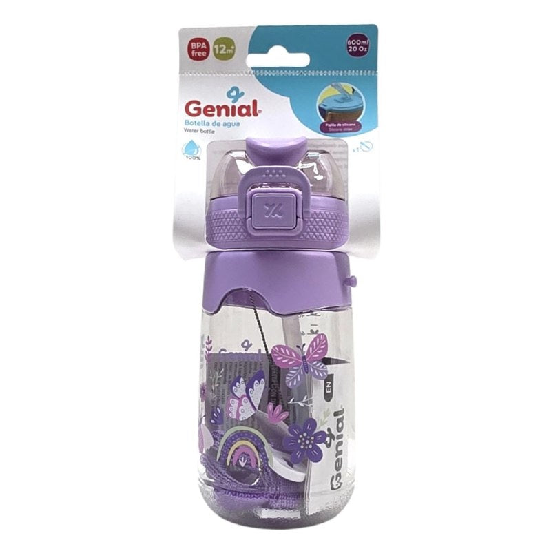 BOTE DE AGUA INFANTIL ERGONOMICA CON DISEÑO DE ANIMALES GENIAL 600ML