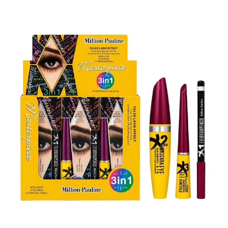 RIMEL 3 EN 1 EFECTO DE PESTAÑAS POSTIZAS 3PCS MILLION PAULINE (DUPE DE MAXFACTOR)