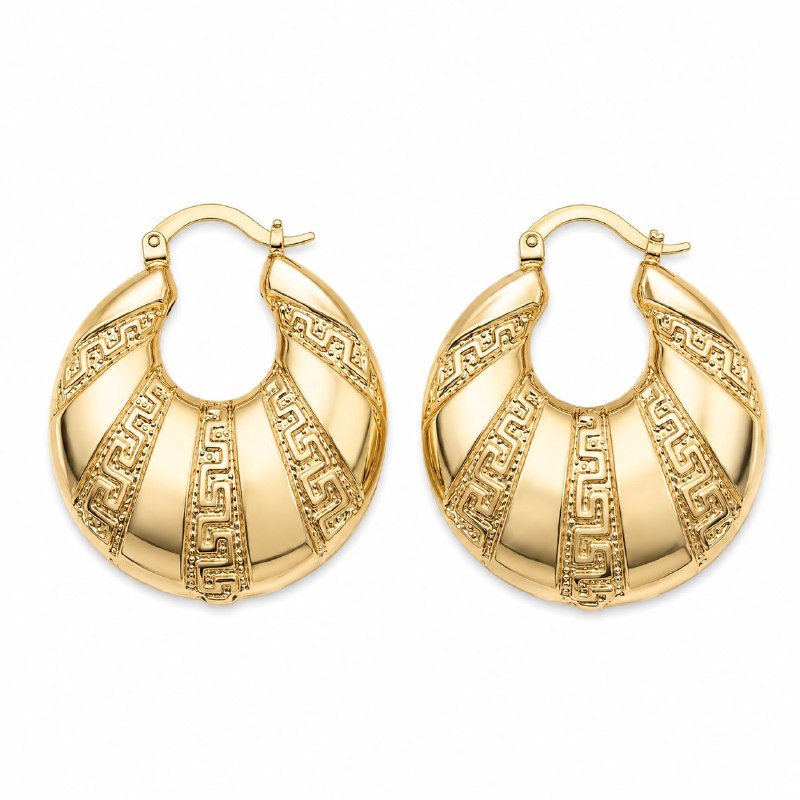 ARGOLLAS DE ENCHAPE PARA DAMA CON DISEÑO ABOMBADO GRIEGO 4CM