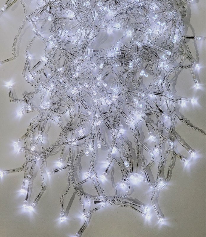 LUCES DECORATIVAS NAVIDEÑAS TIPO CASCADA FIJA CON FLASH, LUCES LED BLANCA 18X8X9CM