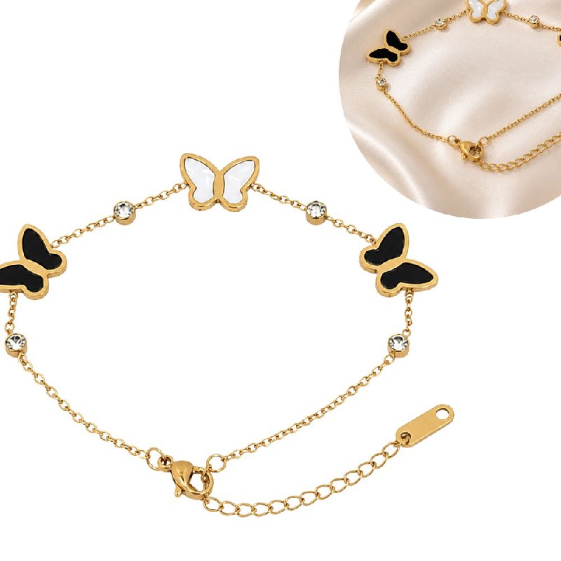 PULSERA DE ENCHAPE PARA DAMA CON DISEÑO DE MARIPOSA 23.8CM