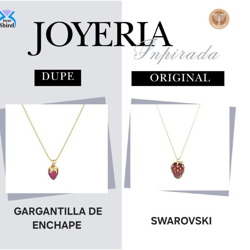 GARGANTILLA DE ENCHAPE PARA DAMA CON DISEÑO DE FRESA 3CM (DUPE DE SWAROVSKI)