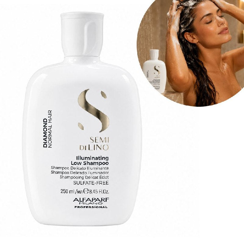 SHAMPOO ILUMINADOR DE LIMPIEZA SUAVE SIN SULFATOS PARA CABELLO NORMAL CON LINAZA ALFAPARF 250ML
