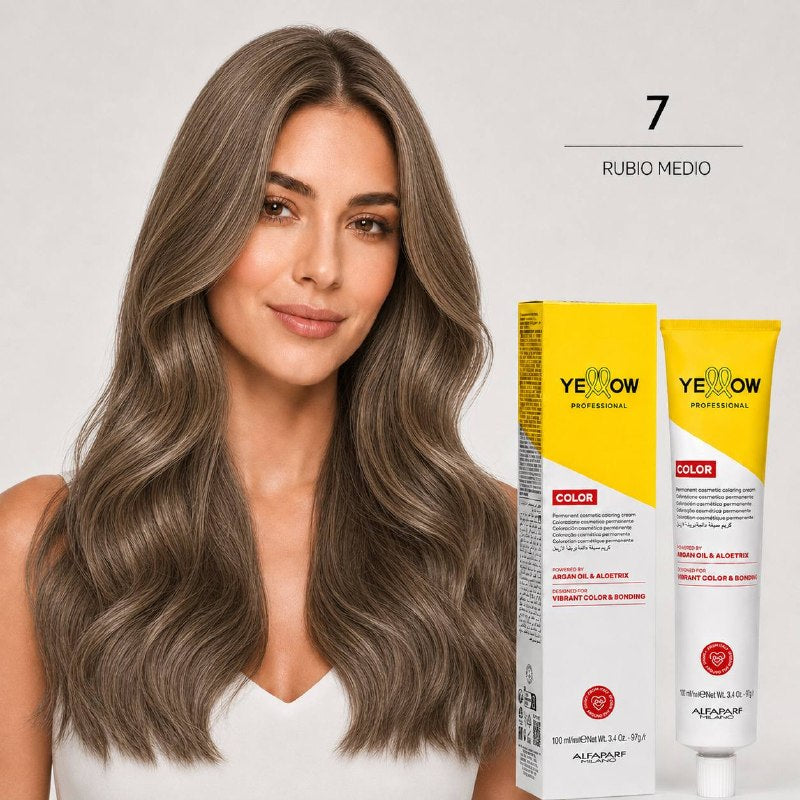 TINTE PERMANENTE PARA EL CABELLO CON ACEITE DE ARGAN Y ALOETRIX TONO 7 RUBIO MEDIO ALFAPARF 100ML