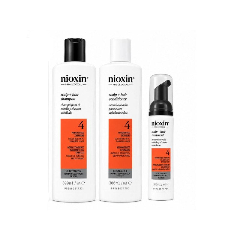SET DE 3 PASOS PARA CABELLO TEÑIDO CON ADELGAZAMIENTO, EFECTO ANTICAIDA, PROTECTOR DE COLOR Y DENSIFICADOR NIOXIN