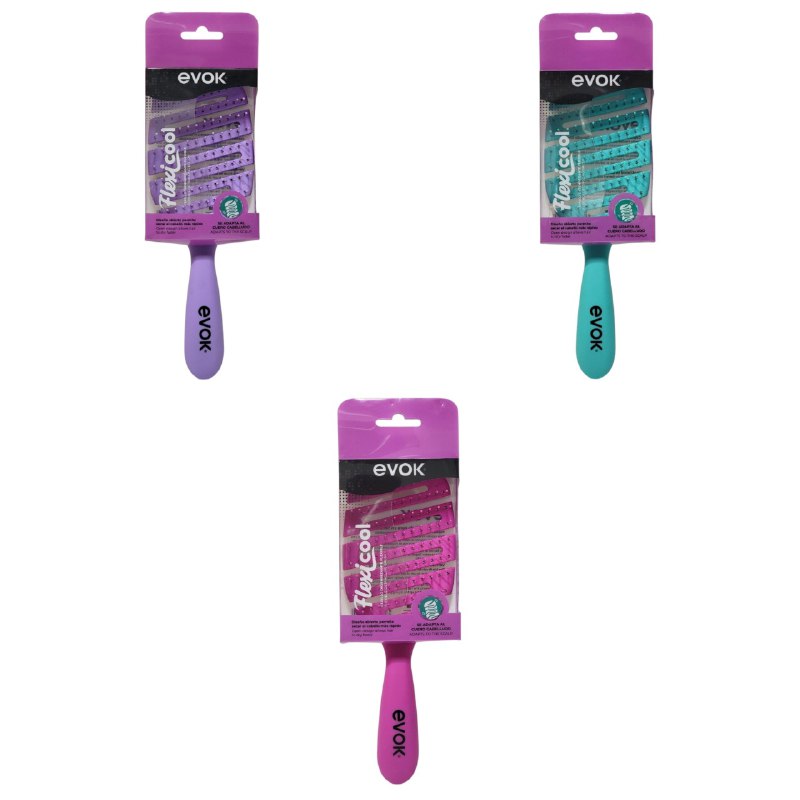 CEPILLO PEINE DESENREDANTE FLEXIBLE EVOK 3 COLORES