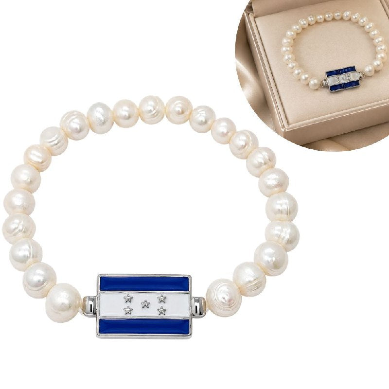 PULSERA DE ENCHAPE ELASTICA PARA DAMA CON DISEÑO DE HONDURAS