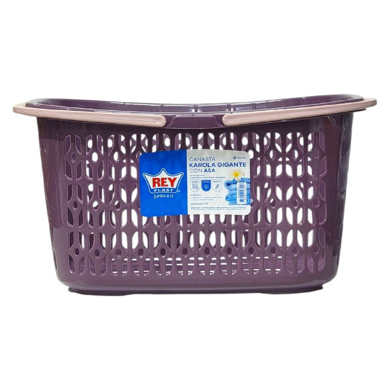 CANASTA ORGANIZADORA, CESTA PORTATIL DE MERCADO PARA LLEVAR TODO TIPO DE ARTICULOS, PRACTICA Y FACIL DE TRANSPORTE, MULTIUSOS REY PLAST 48.3X34X25.4CM, 5 ESTILOS