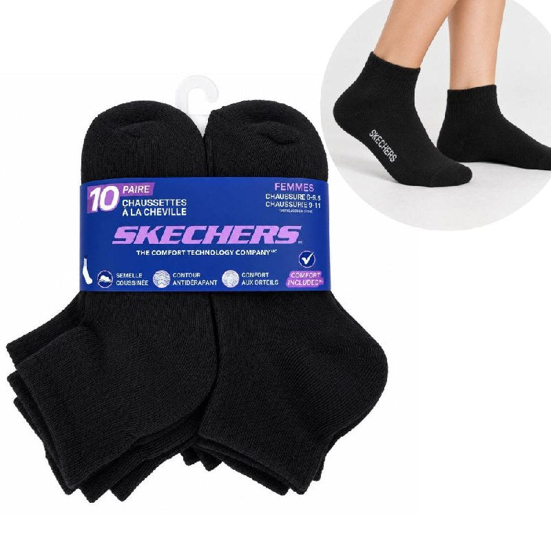 CALCETA TOBILLERA ALTA SKECHERS ORIGINAL PARA MUJER 10 PARES TALLA 9-11