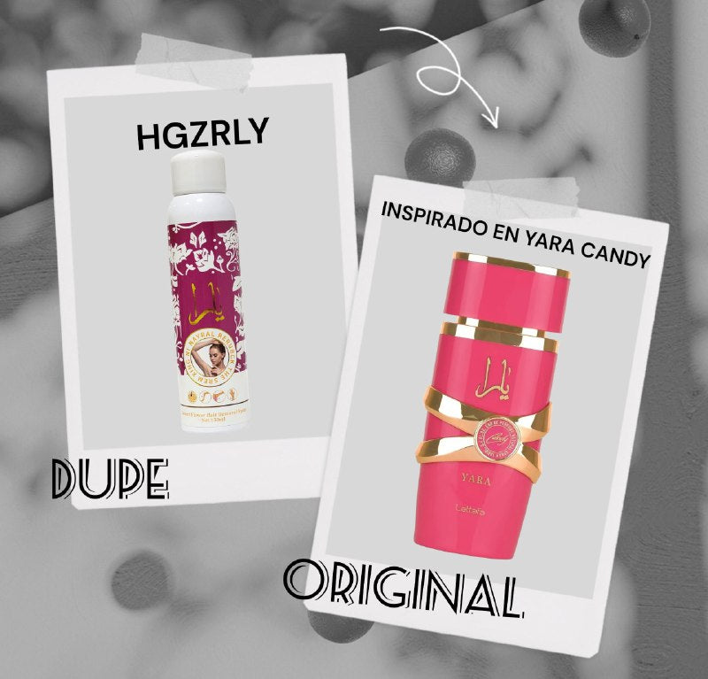 SPRAY DEPILADOR CORPORAL FEMENINO, RETIRA EL BELLO DESDE LA RAIZ SIN DOLOR HGZRL DESERT FLOWER 150ML DUPE DE LATTAFA YARA CANDY
