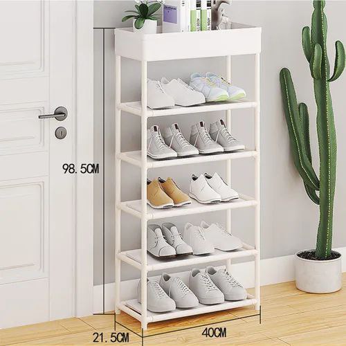 ORGANIZADOR ZAPATERA PLASTICA DE 6 NIVELES, AHORRO DE ESPACIO, ALMACENA HASTA 10 PARES DE ZAPATOS STORAGE SHOE RACK 98.5X21.5X40CM