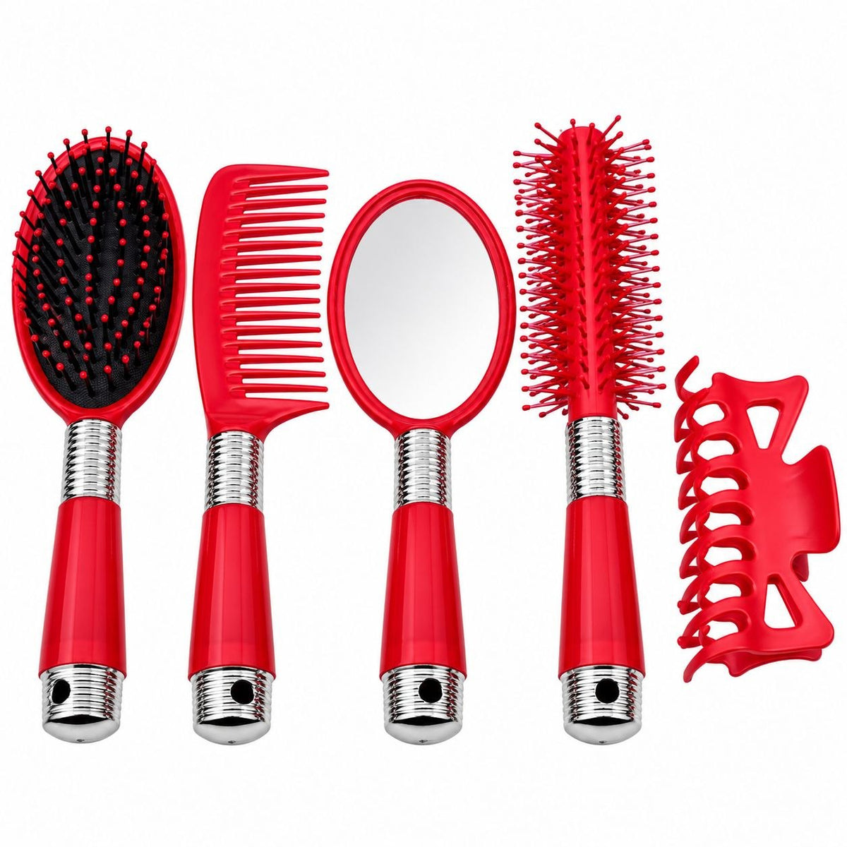 SET DE CEPILLOS ESPEJO Y ACCESORIOS PARA CABELLO 5 PIEZAS