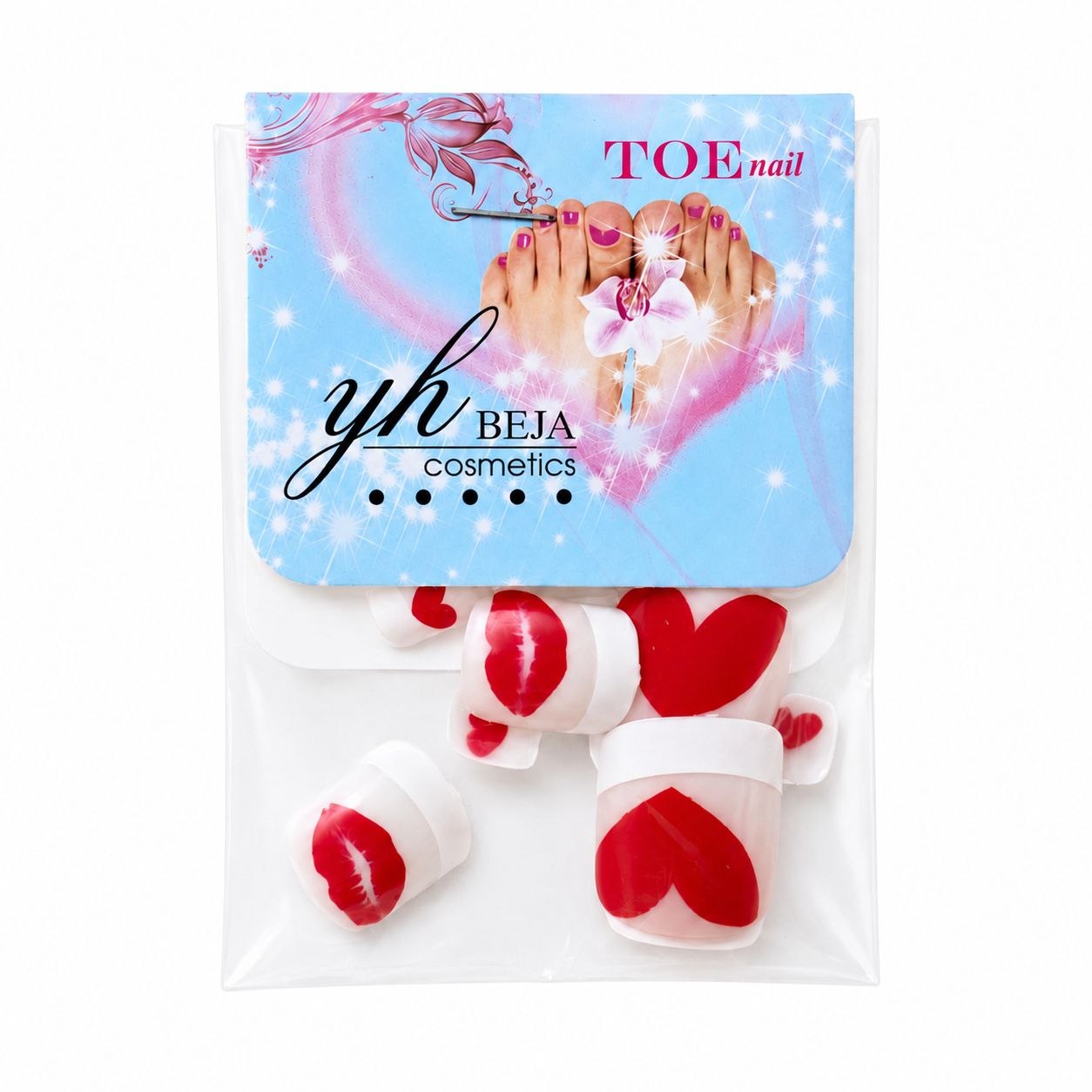 UÑAS POSTIZAS PARA PIES CON DISEÑOS YH BEJA COSMETICS