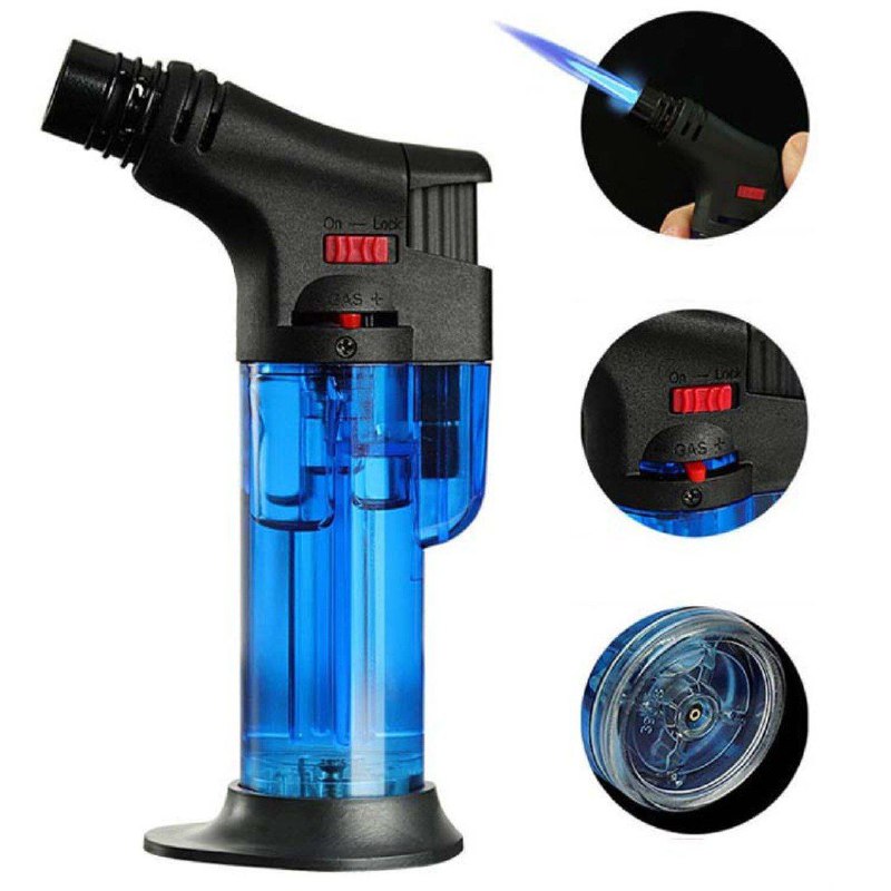ENCENDEDOR SOPLETE TURBO DE GAS PORTATIL CON SOPORTE MODELO QL-001, 4 COLORES