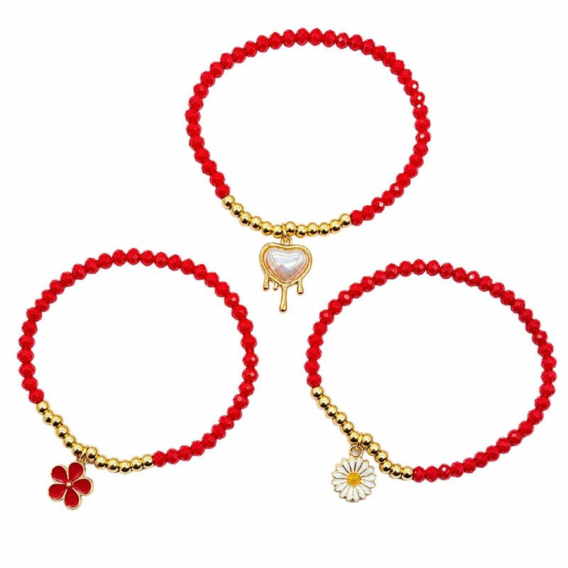 SET DE 3 PULSERAS AJUSTABLES  DE ENCHAPE PARA DAMAFORMA FLOR