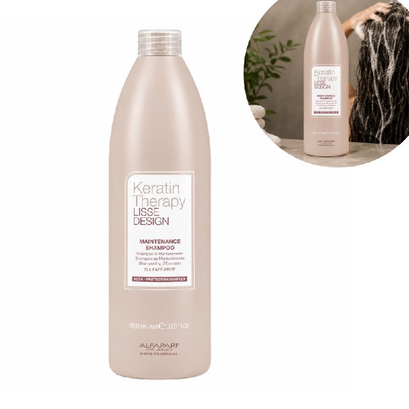 SHAMPOO DE MANTENIMIENTO POST ALISADO SIN SULFATOS CON QUERATINA Y ACEITE DE BABASU ALFAPARF 1000ML