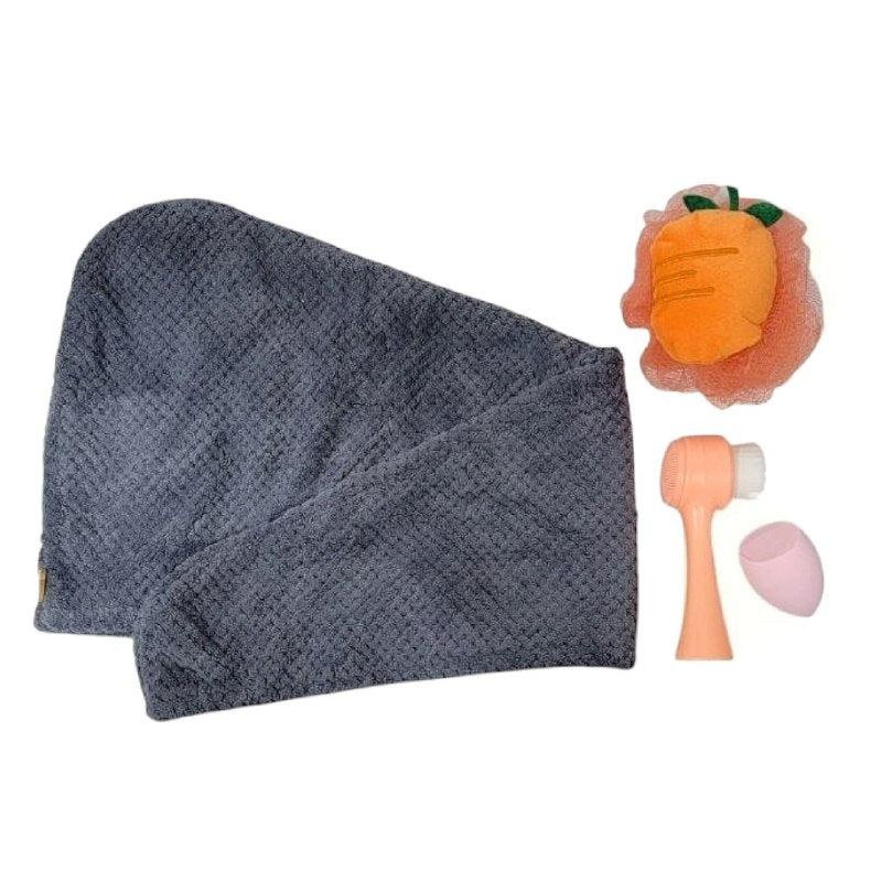 KIT DE CUIDADO PERSONAL, ESPONJA MAQUILLAJE, TOALLA PELO, CEPILLO FACIAL, ESPONJA CORPORAL SWEET BEAUTY