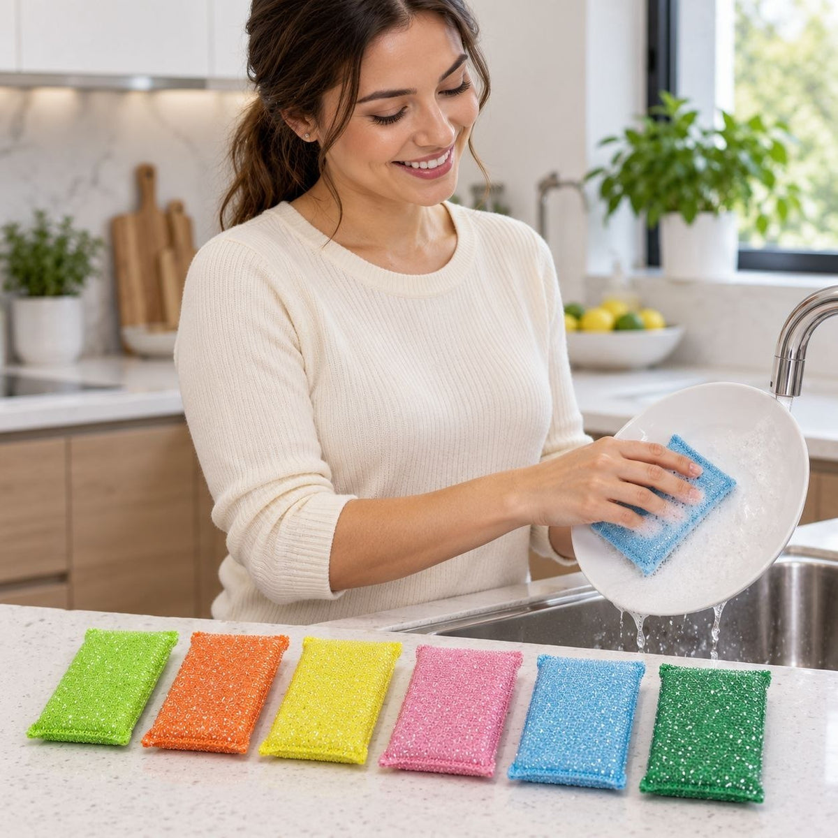 SET DE ESPONJAS DE MICROFIBRA PARA PLATOS Y UTENSILIOS FRESH START 8 PIEZAS