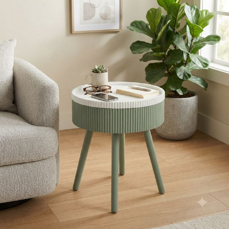 MESA AUXILIAR MULTIFUNCIONAL CON ESPACIO DE ALMACENAMIENTO Y TAPA REMOVIBLE 48.2 x 39.4 CM