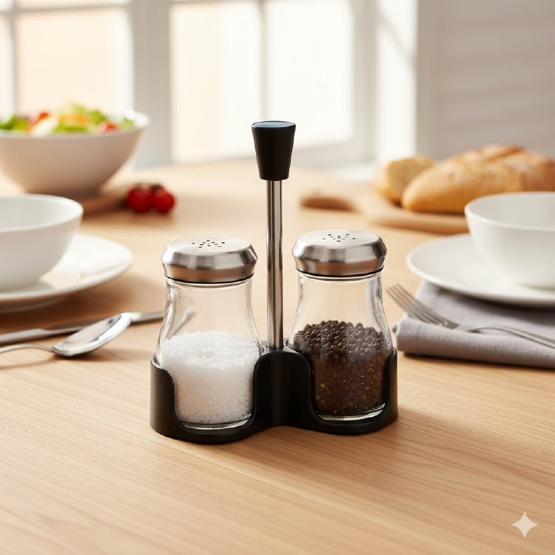 ORGANIZADOR DE ESPECIAS CONDIMENTOS ELEGANTE DE ACERO INOXIDABLE Y VIDRIO