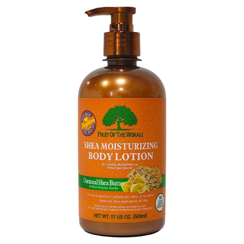 CREMA CORPORAL CALMANTE 24 HORAS CON MANTECA DE KARITE Y EXTRACTO DE AVENA FRUIT OF THE WOKALI 500ML