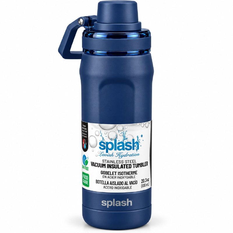 BOTE TERMICO DE ACERO INOXIDABLE CON ASA SPLASH 600ML
