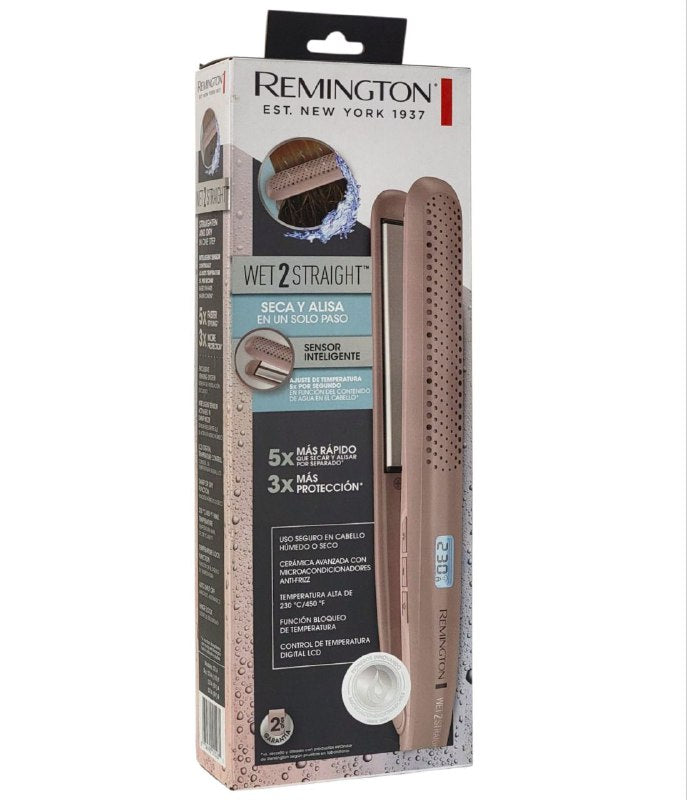 PLANCHA PARA EL CABELLO WET2STRAIGHT, SECA Y ALISA EN UN SOLO PASO, CERAMICO AVANZADA CON MICROACONDICIONADORES, ANTIFRIZZ, CONTROL DE TEMPERATURA DIGITAL REMINGTON