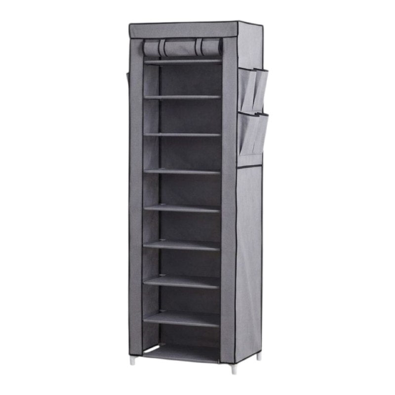 ORGANIZADOR ZAPATER0 DE ACERO DE 10 NIVELES CON CREMALLERA COMPACTA A PRUEBA DE POLVO HYM 58X30X158CM