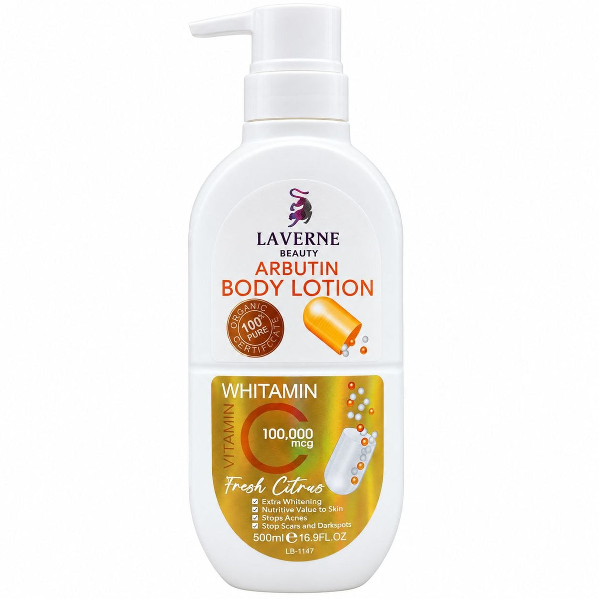 LOCION CORPORAL DE ARBUTINA CON VITAMINA C LAVERNE BEAUTY 500ML