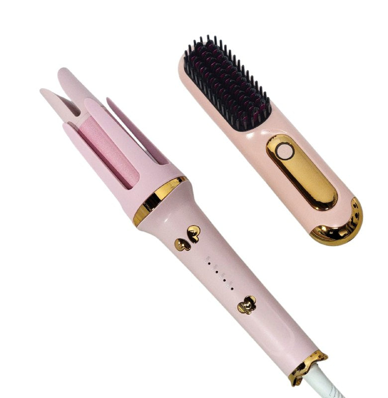 RIIZADORA ENCOLOCHADORA AUTOMATICA EN SET CON PEINE ALISADOR INALAMBRICO WIRELESS