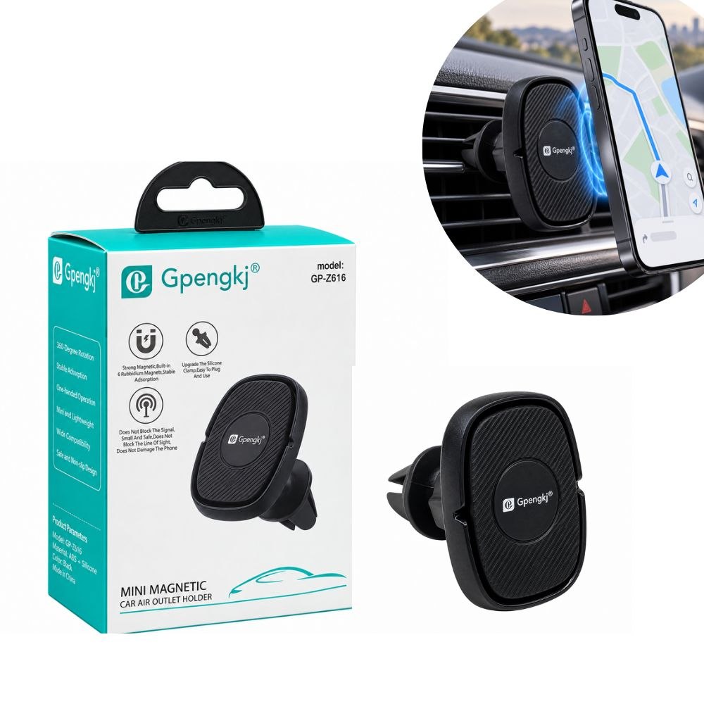 SOPORTE MAGNÉTICO PARA CELULAR EN REJILLA DE AUTO GPENGKJ CON PLACAS METÁLICAS 6CM