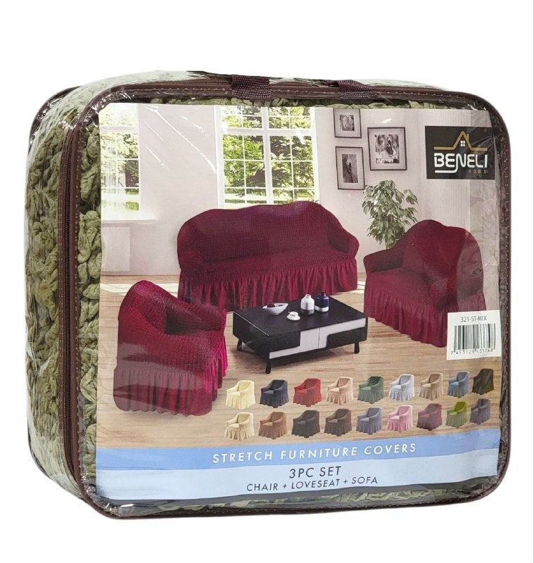 SET DE FORROS ELASTICOS DE MUEBLES, JUEGO DE 3 PIEZAS PARA MUEBLES VARIOS COLORES BENELI HOME
