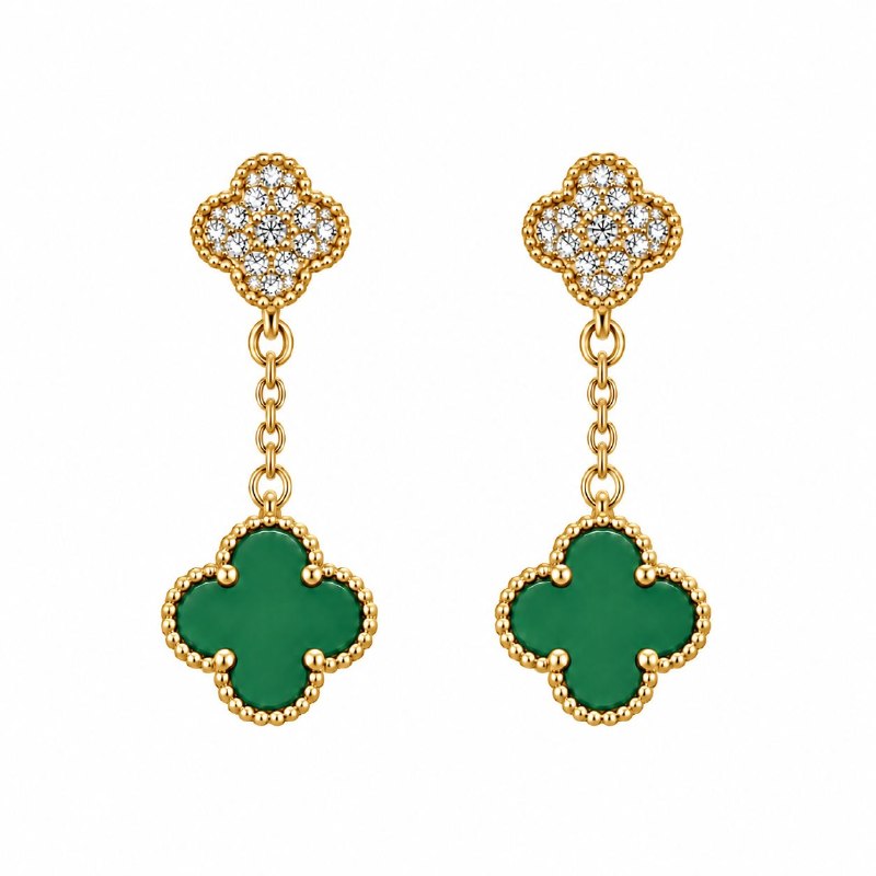 ARITOS DE ENCHAPE PARA DAMA CON DISEÑO DE FLOR 2.6CM (DUPE DE VAN CLEEF)