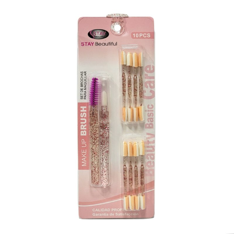 SET DE HERRAMIENTAS PARA OJOS Y CEJAS DE APLICADORES Y CEPILLOS 10PCS STAY BEAUTIFUL