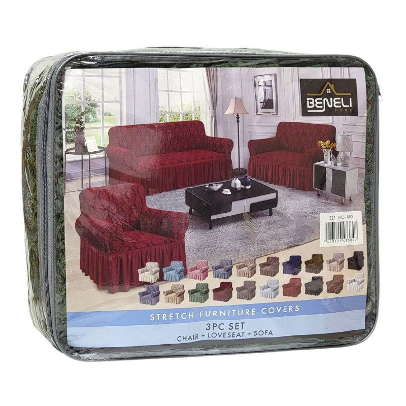 SET DE FORROS ELASTICOS DE MUEBLES, JUEGO DE 3 PIEZAS PARA MUEBLES VARIOS COLORES BENELI HOME