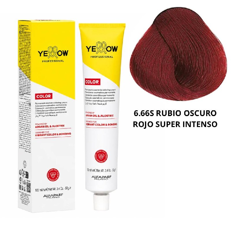 TINTE PERMANENTE PARA EL CABELLO CON ACEITE DE ARGAN Y ALOETRIX TONO 6.66S RUBIO OSCURO ROJO SUPER INTENSO ALFAPARF 100ML