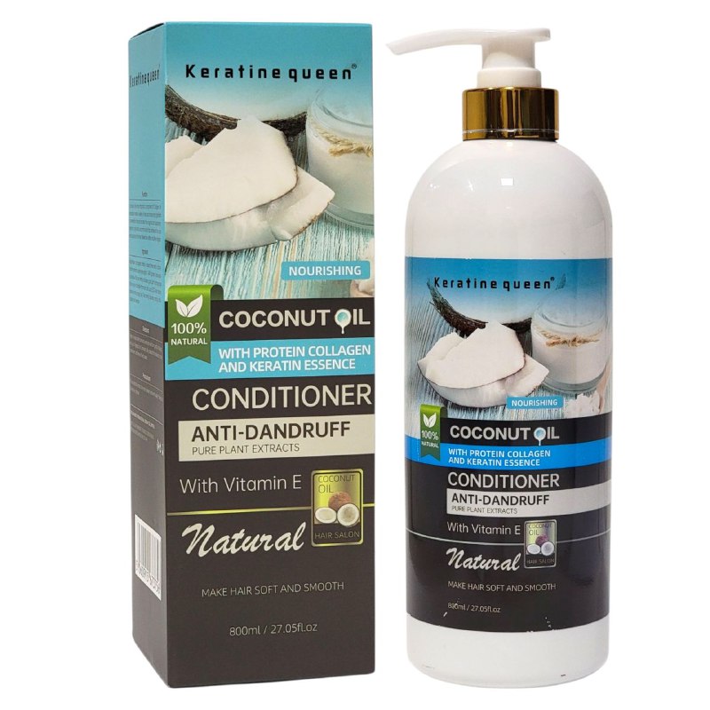 ACONDICIONADOR DE ACEITE DE COCO ANTICAIDA Y ANTICASPA KERATINE QUEEN 800ML