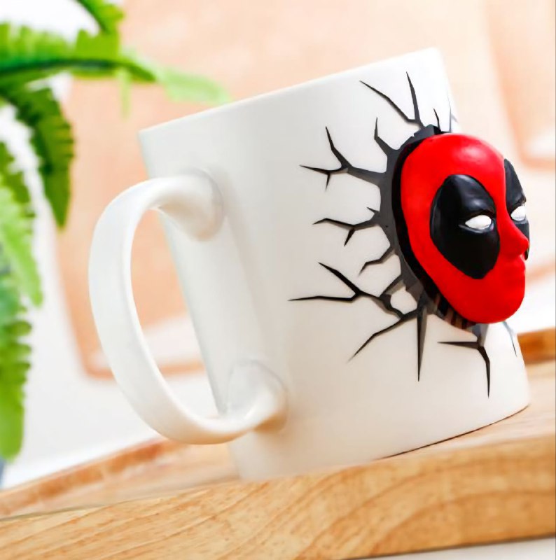 TAZA DE CERAMICA, RESISTENTE AL CALOR, MANGO CREATIVO DISEÑO AVENGERS INFINITY WAR DEADPOOL