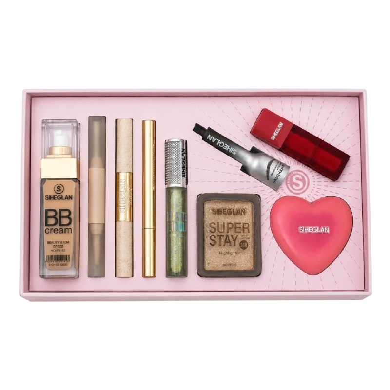 SET DE MAQUILLAJE MULTIFUNCIONAL DE 9PCS SIHEGLAN (DUPE DE SHEGLAM Y MAYBELLINE)