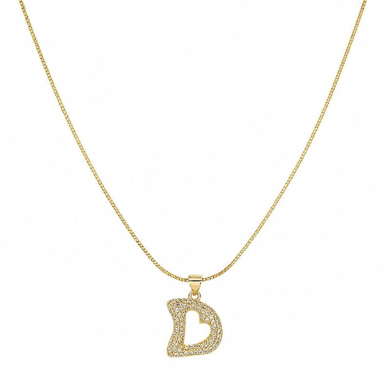 GARGANTILLA DE ENCHAPE PARA DAMA CON DISEÑO DE LETRA D CON CORAZON 2.3CM