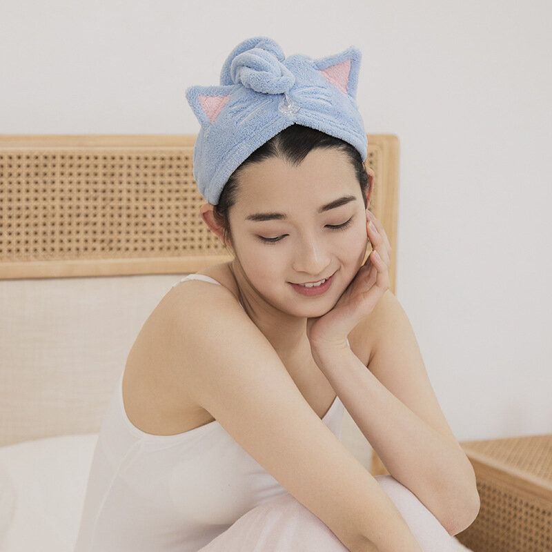 GORRO PARA SECAR EL CABELLO CON TOALLA CON BOTON DE MICROFIBRA, FUERTE, ABSORBENTE DE AGUA, 4 COLORES DRY CAP