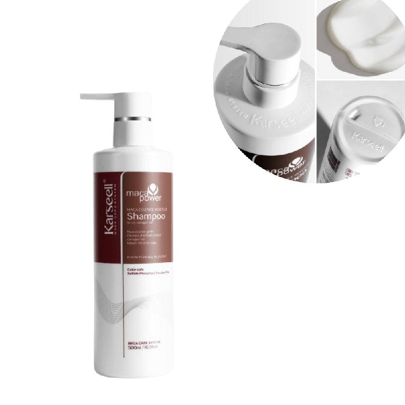 SHAMPOO HIDRATANTE, REPARADOR Y PROTECTOR PARA TODO TIPO DE CABELLO CON ESENCIA DE MACA PERUANA KARSEELL 800ML