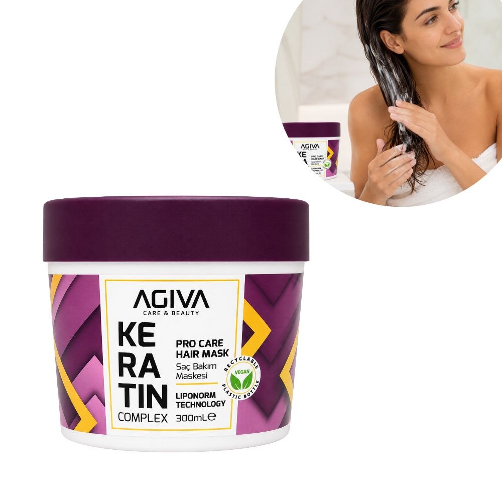 MASCARILLA CAPILAR QUERATINA REPARADORA Y NUTRITIVA - FÓRMULA VEGANA AGIVA CARE & BEAUTY  300ML