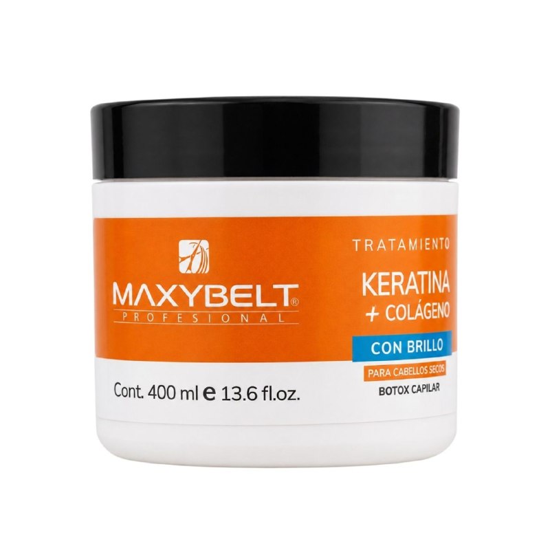 TRATAMIENTO CAPILAR DE KERATINA Y COLAGENO INTENSIVO PARA CABELLO SECO Y MALTRATADO MAXYBELT 400ML