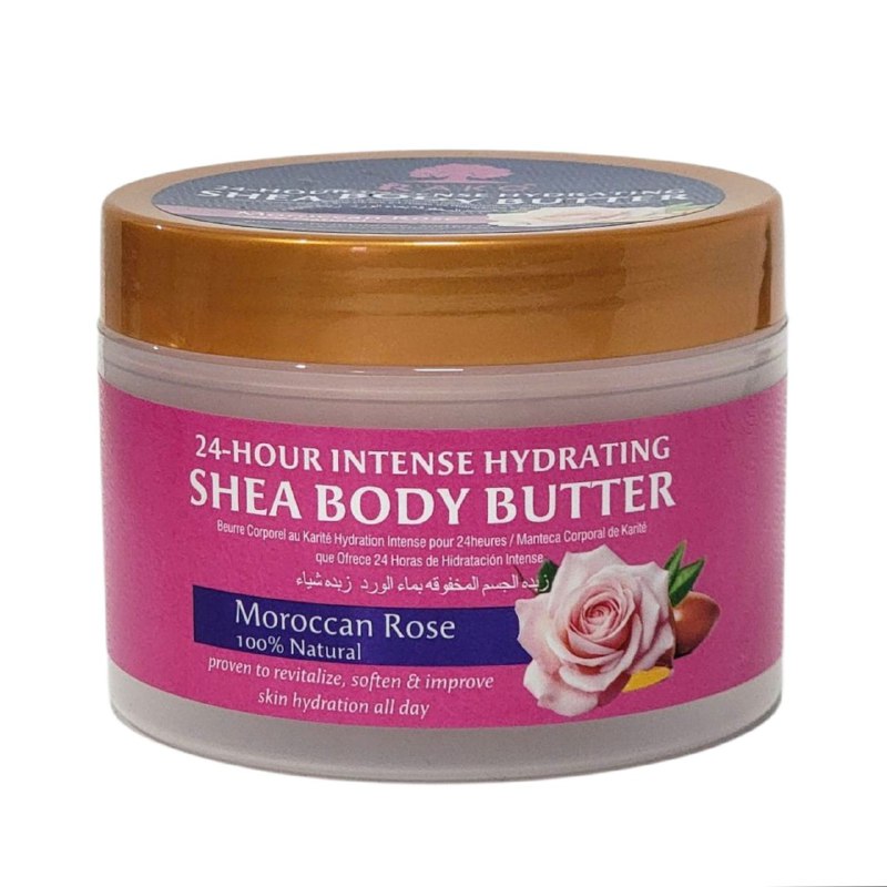 MANTECA CORPORAL HIDRATANTE INTENSA CON MANTECA DE KARITE  Y AGUA DE ROSAS DE MARRUECOS RAKO 240G